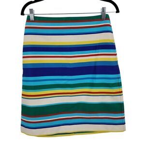 Talbots Petites Pencil Skirt 4P Multicolor Rainbow Striped Cotton Colorful Knee